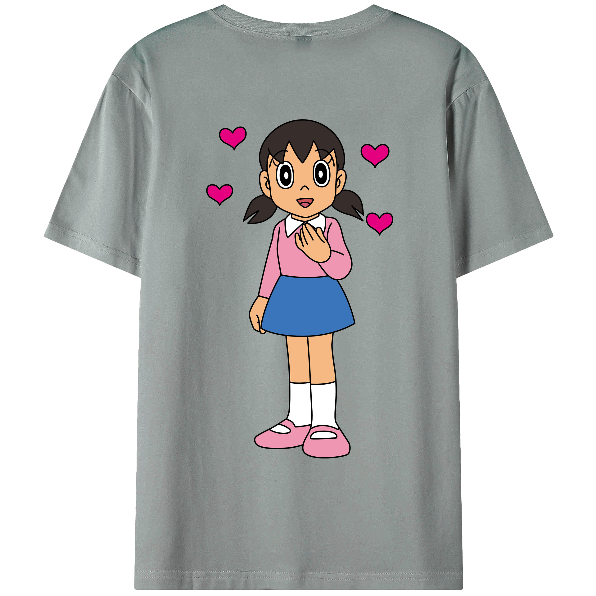 （画像用） ドラえもん みなもと しずか Doraemon Shizuka Minamoto 綿100％ メンズ半袖Tシャツ（バックプリント） 通気性